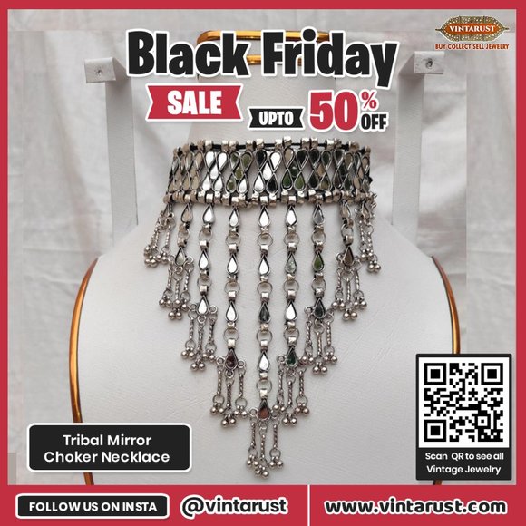 Tribal Mirror Choker Necklace, Ethnic Choker Necklace For Women, Gift For Her - Picture 2 of 10
